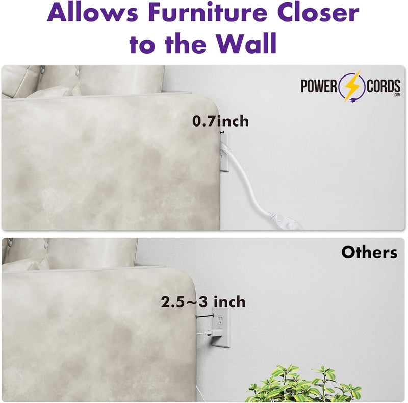 UL Certified 3-Prong Extension Cord 2-Pack – 1FT Short Flat Plug Power Cords