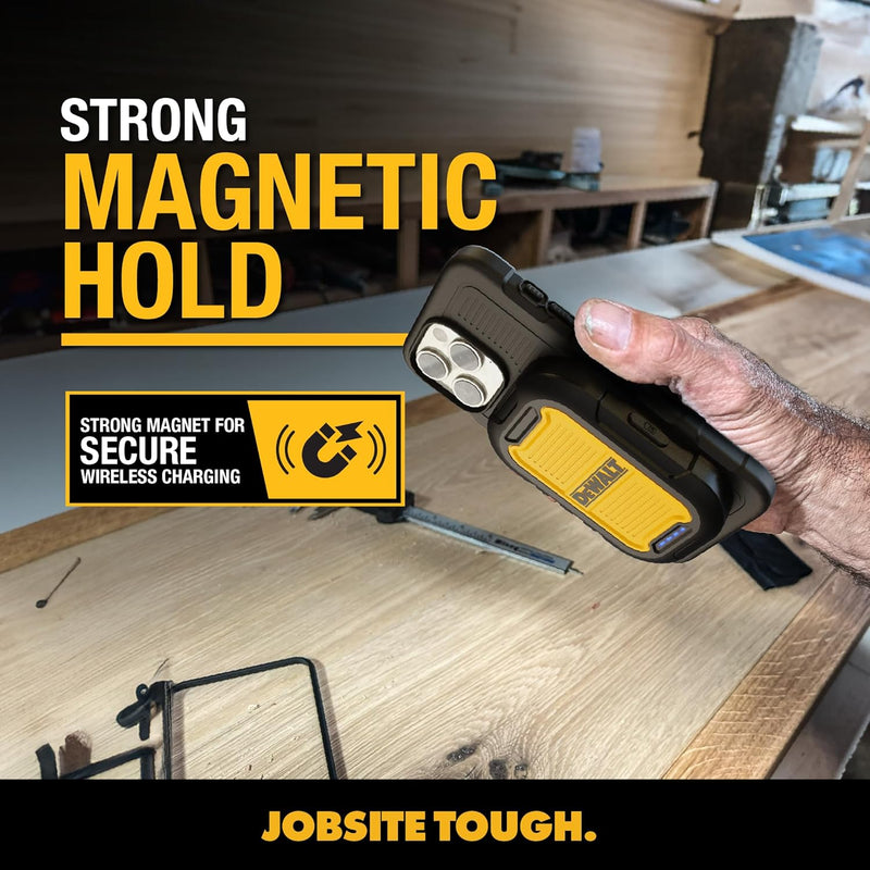 DEWALT 5,000mAh Magnetic Power Bank – Rugged Wireless Fast Charger w/USB-C Cable