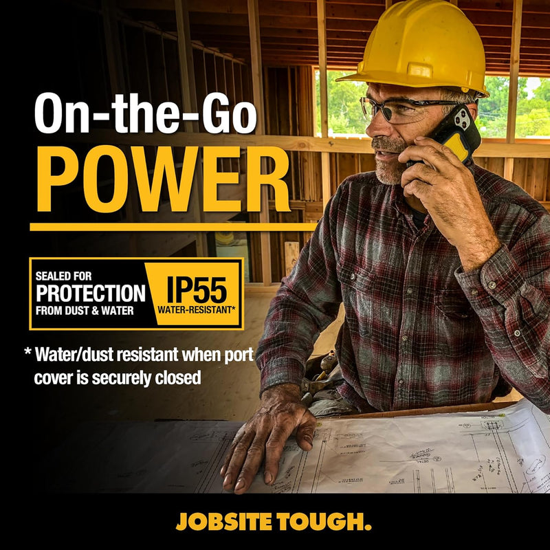 DEWALT 5,000mAh Magnetic Power Bank – Rugged Wireless Fast Charger w/USB-C Cable