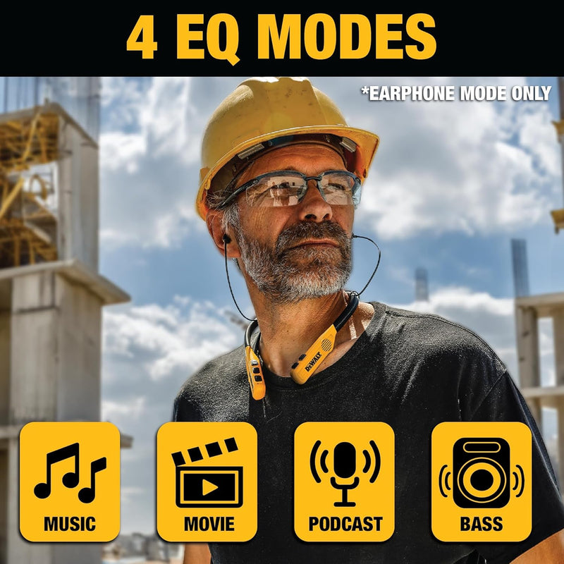 DEWALT 2-in-1 Bluetooth Neckband Headphones with Built-In Speakers