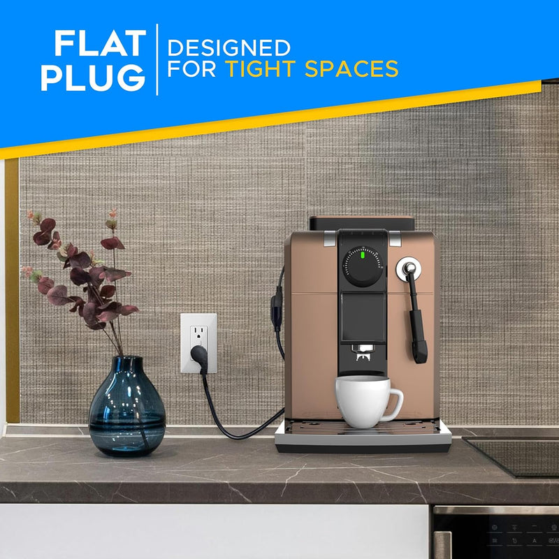 Flat Plug Extension Cord – Low Profile 45° Angled Power Adapter, UL Listed 16 AWG