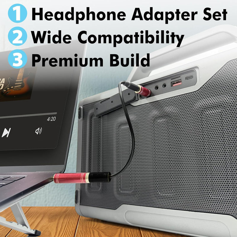 Cyberguys 2-Pack Headphone Adapter Kit – 3.5mm to 1/4 & 1/4 to 3.5mm Audio Converters