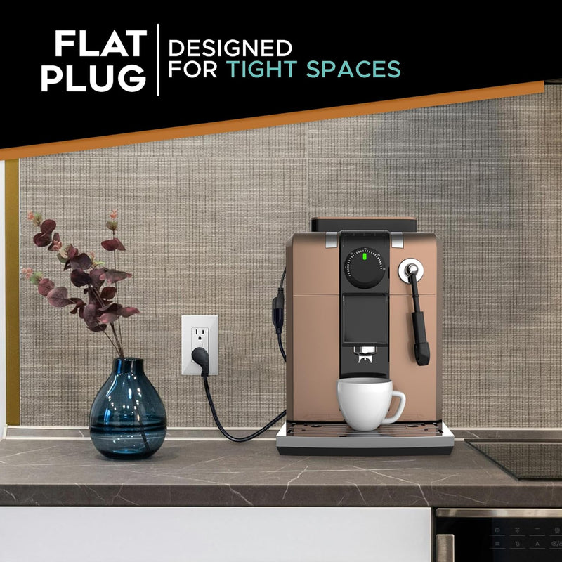 Flat Plug Extension Cord 3FT 3-Pack – Low Profile 45° Angled Power Adapter, UL Listed 16 AWG