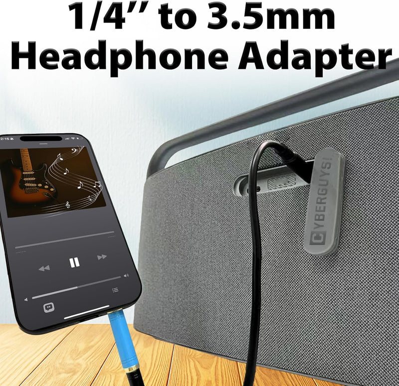 Cyberguys 2-Pack 3.5mm to 1/4 Adapter – Gold-Plated Stereo Jack Converter for Headphones & Amps