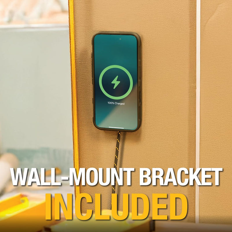DEWALT Heavy Duty 15W Wireless Charger Pad β MagSafe Compatible iPhone Charger w/Wall Mount