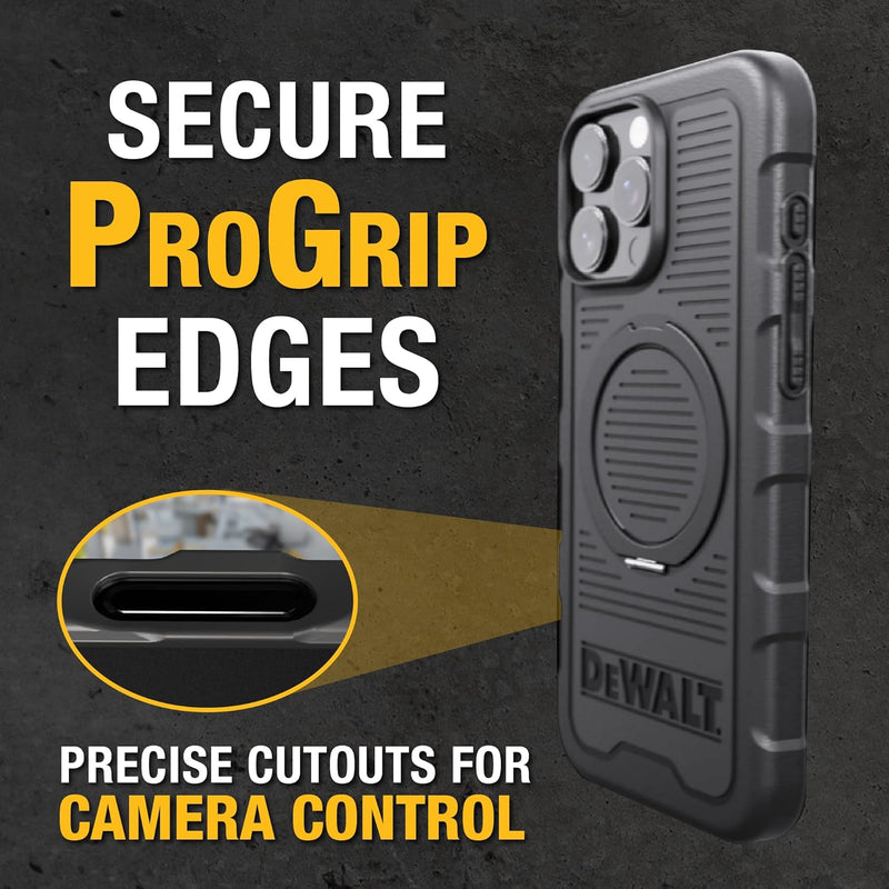 DEWALT 360° Magnetic Ring Case for iPhone 16 – Heavy-Duty, Kickstand & Grip