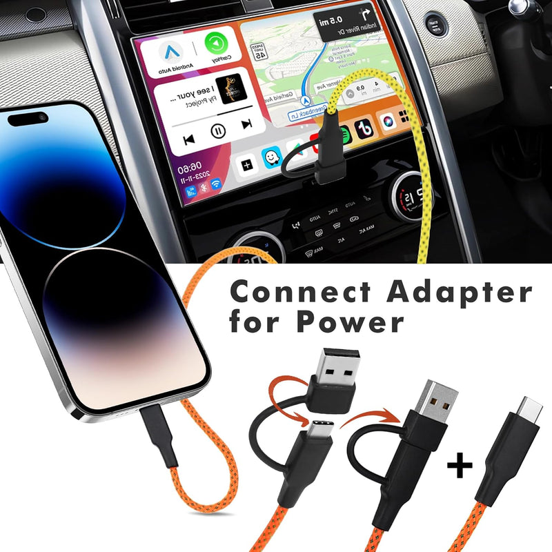 TRAVEL DEPOT 2-Pack Multi Charging Cable – 3ft Ombre Braided 2-in-1 USB Cord with Type-C & USB Connectors for iPhone & Galaxy
