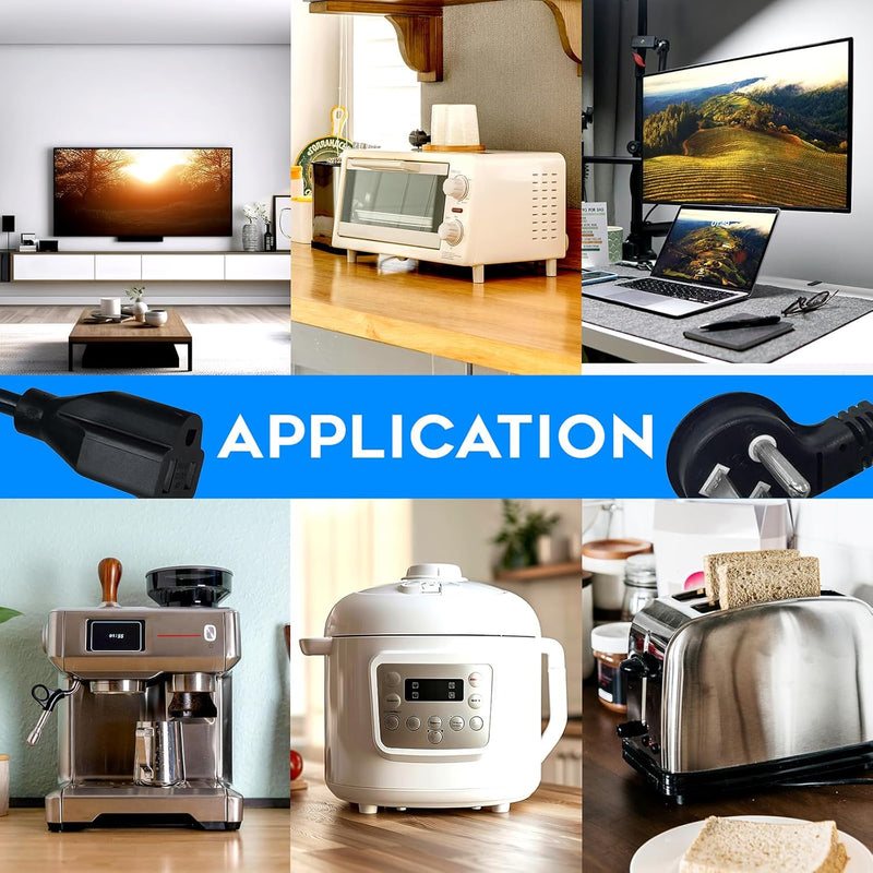 Flat Plug Extension Cord – Low Profile 45° Angled Power Adapter, UL Listed 16 AWG