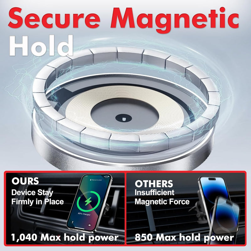 15W MagSafe Car Mount Charger β Magnetic Wireless Phone Holder Vent Mount for iPhone 16/15/14/13/12 Pro Max