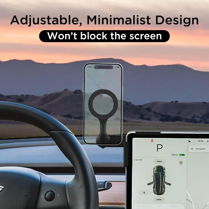 Magnetic Tesla Phone Mount – MagSafe Monitor Holder for Model 3/Y/S/X (2022+), Black