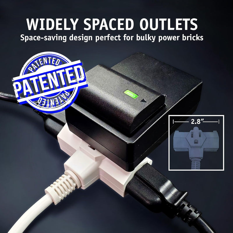 Hammerhead 3-Outlet Extension Cord – ETL Listed Plug Splitter for Home & Entertainment Centers