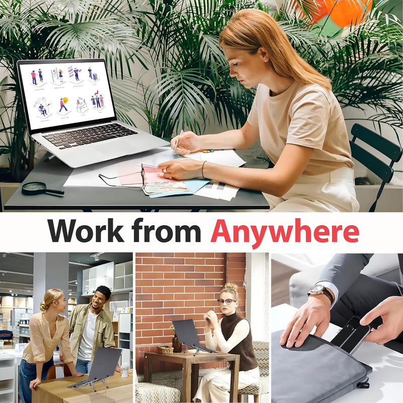 Travel Depot Portable Laptop Stand – Foldable 6-Level Adjustable Riser for Desk & Travel