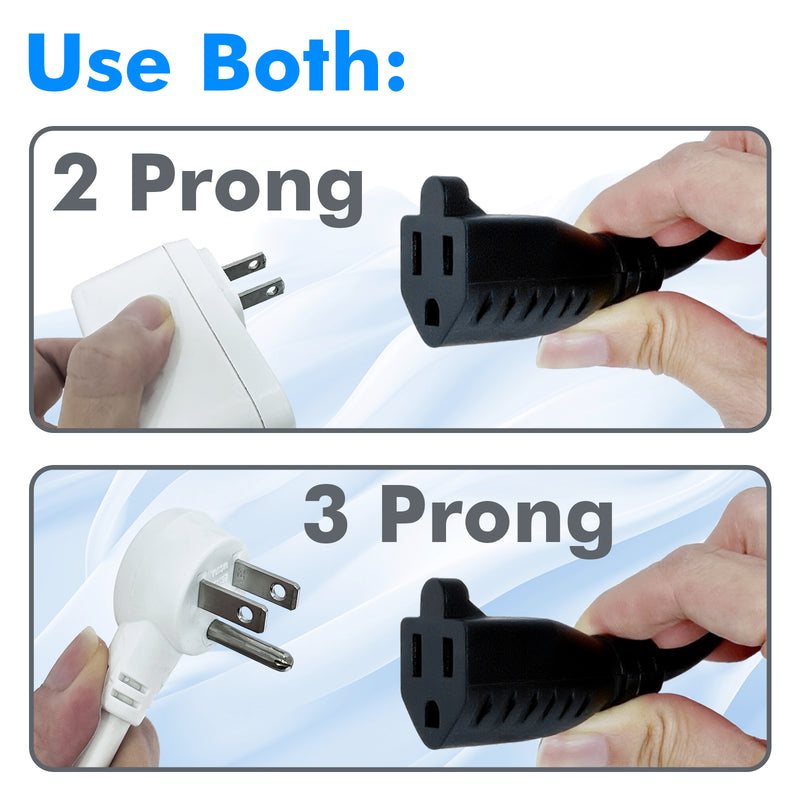 Heavy-Duty Extension Cord Splitter – Y-Splitter 1 to 2 Dual Outlet, 16AWG 13.5A UL Listed, 22in Black