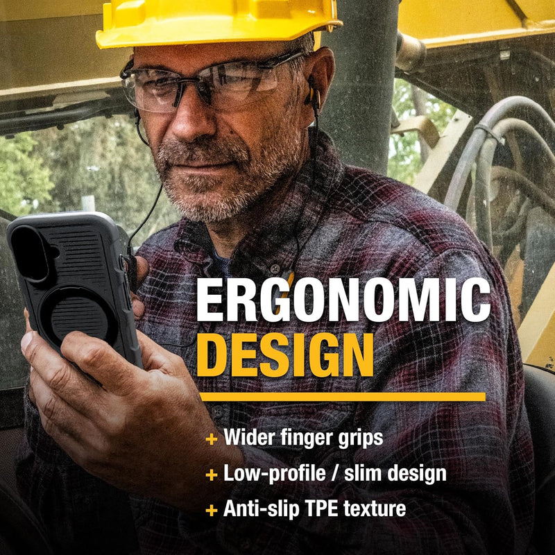 DEWALT 360° Magnetic Ring Case for iPhone 16 – Heavy-Duty, Kickstand & Grip