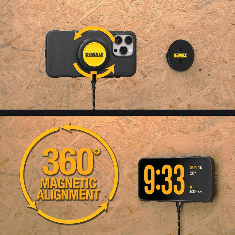 DEWALT Heavy Duty 15W Wireless Charger Pad β MagSafe Compatible iPhone Charger w/Wall Mount