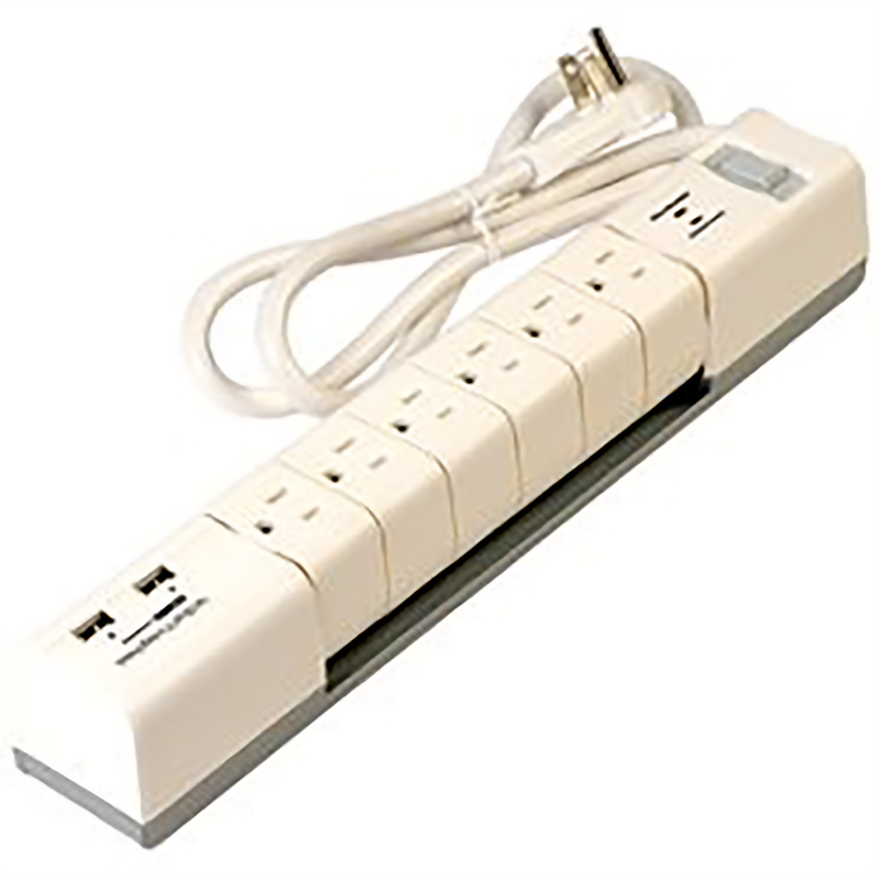 6 ROTATING OUTLET PS, 540J W/2 USB PORTS 3.4A, 3FT