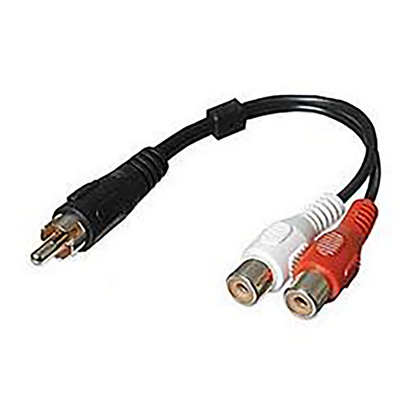 RCA MALE TO RCA FEMALE Y CABLE, 6IN