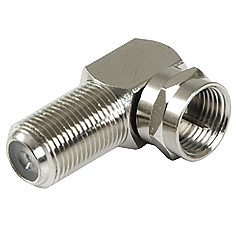 COAXIAL ADAPTER, F FEMALE/F MALE, RIGHT ANGLE