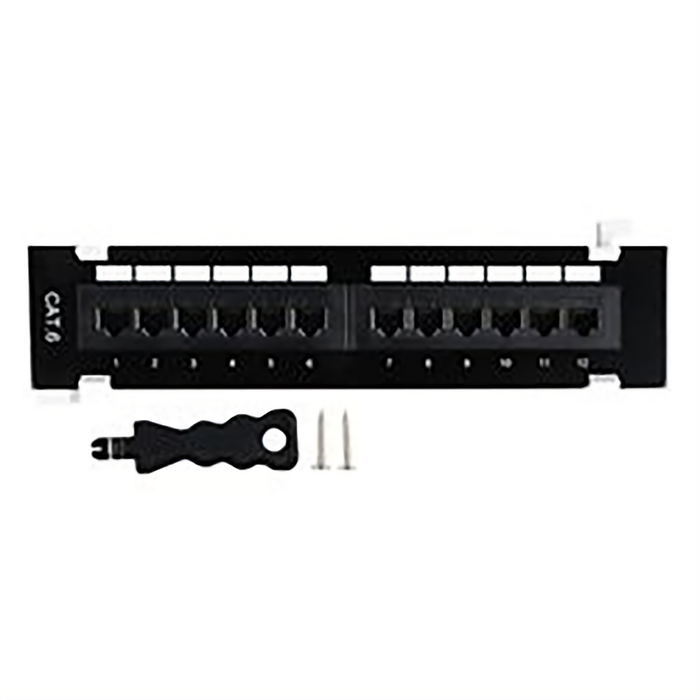 CAT6 12-PORT, MINI PATCH PANEL, WALL MOUNT