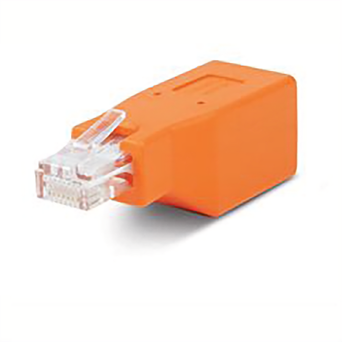 CAT5E CROSSOVER ADAPTER, MALE/FEMALE, ORANGE