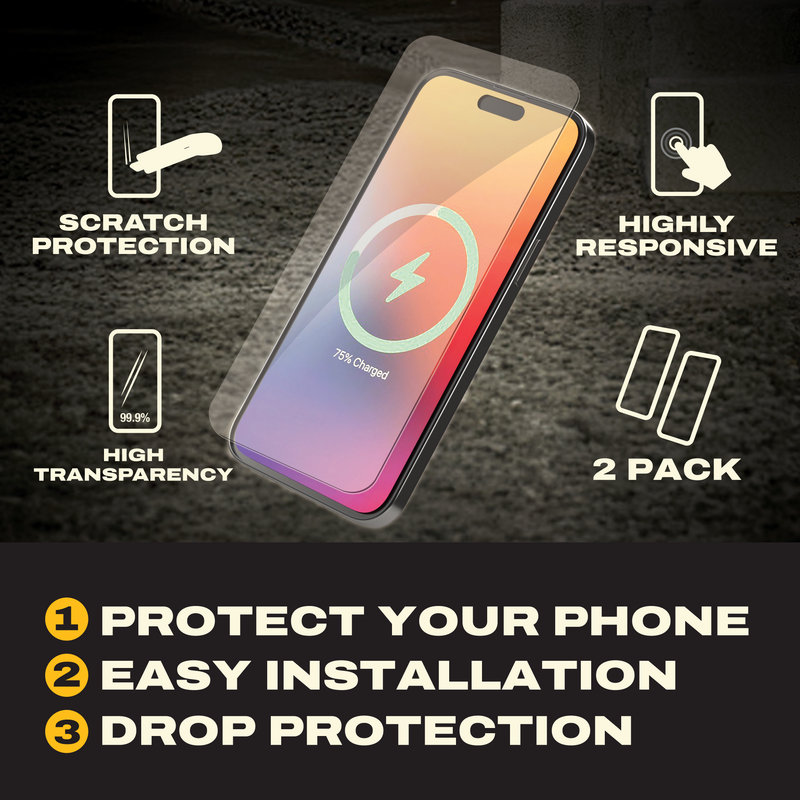 DEWALT Glass Screen Protectors for iPhone 17 Air/Pro/Pro Max (2-Pack) – HD Clear 9H Glass