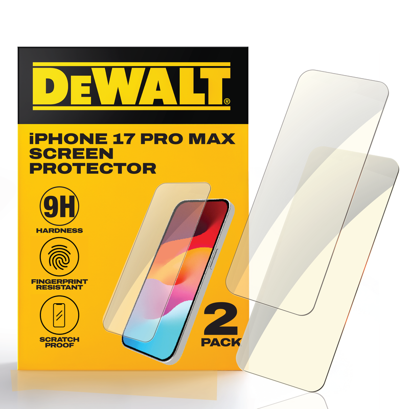 DEWALT Glass Screen Protectors for iPhone 17 Air/Pro/Pro Max (2-Pack) – HD Clear 9H Glass