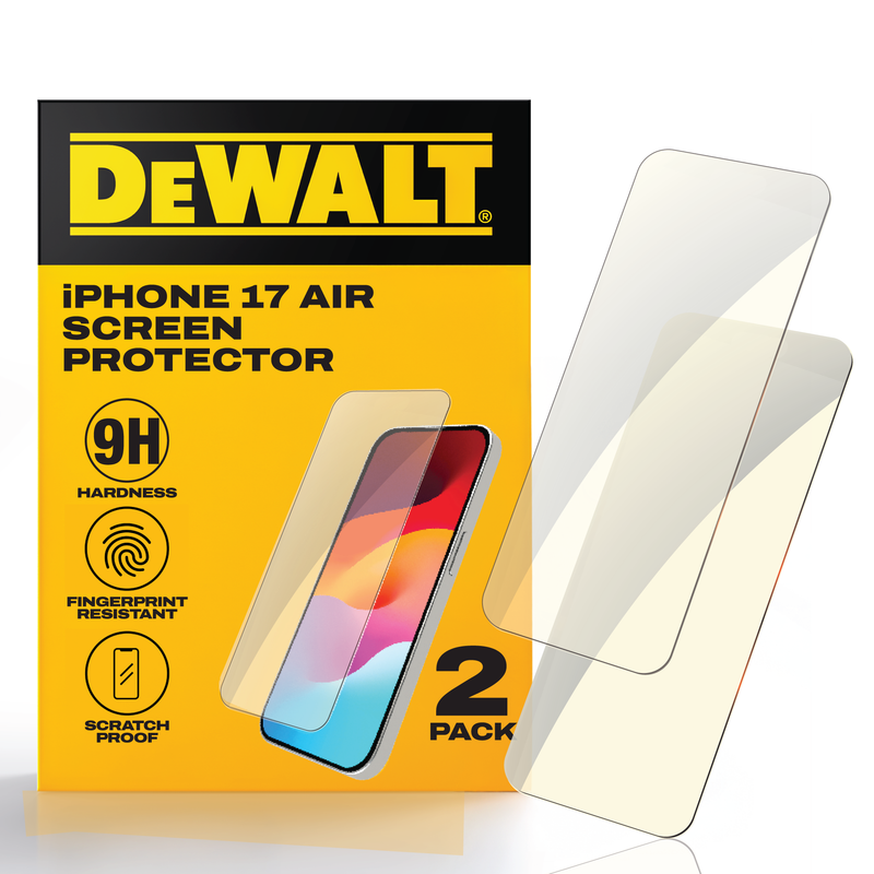 DEWALT Glass Screen Protectors for iPhone 17 Air/Pro/Pro Max (2-Pack) – HD Clear 9H Glass