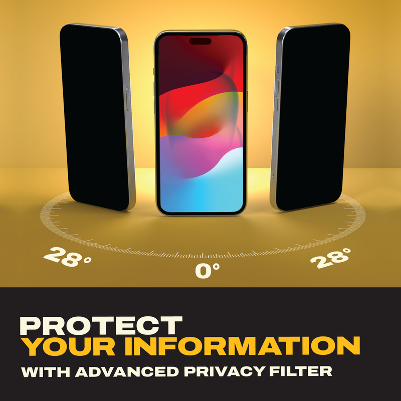 DEWALT Privacy Screen Protectors for iPhone 17 Air/Pro/Pro Max (2-Pack) ā Anti-Spy 9H Glass