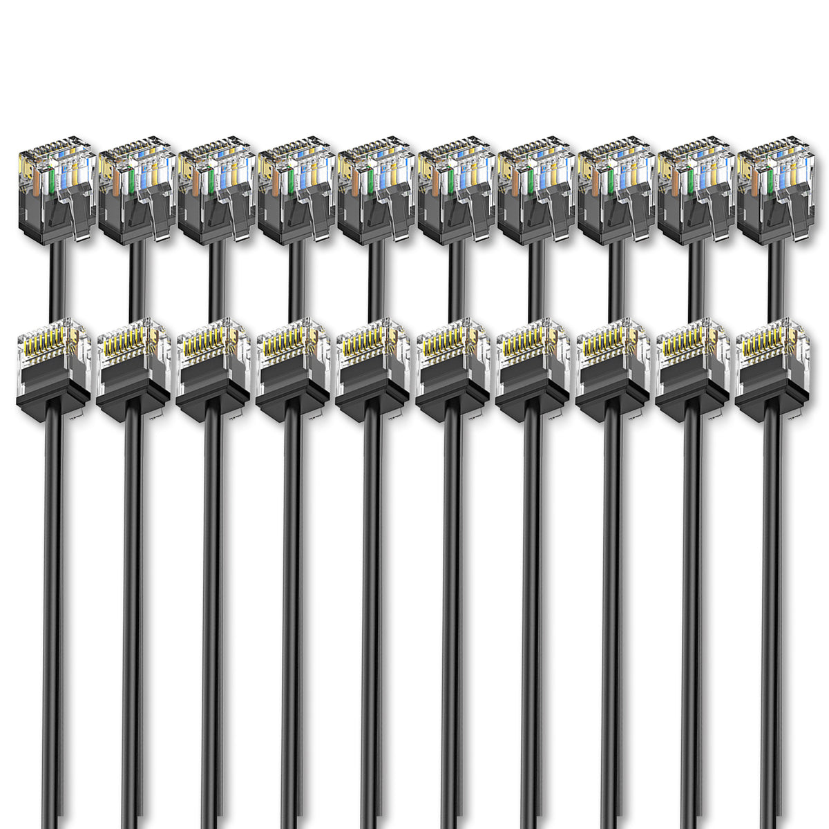 Bootless Cables Cyberguys 10 Pack CAT6A Ultra Slim Ethernet Cable, 10Gbps Bootless Pat