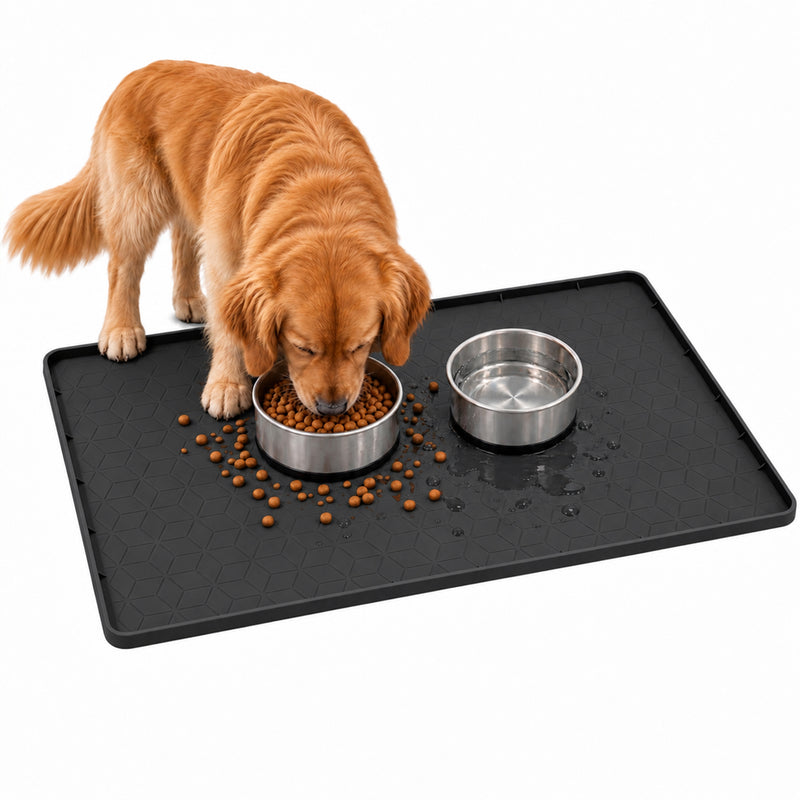 Le Kitchen Silicone Pet Feeding Mat, Waterproof with Raised Edges Non-Slip