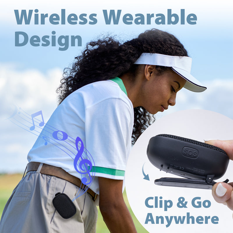 Travel Depot Mini Wearable Bluetooth 5.3 Speaker – Clip-On IPX5 with Mic