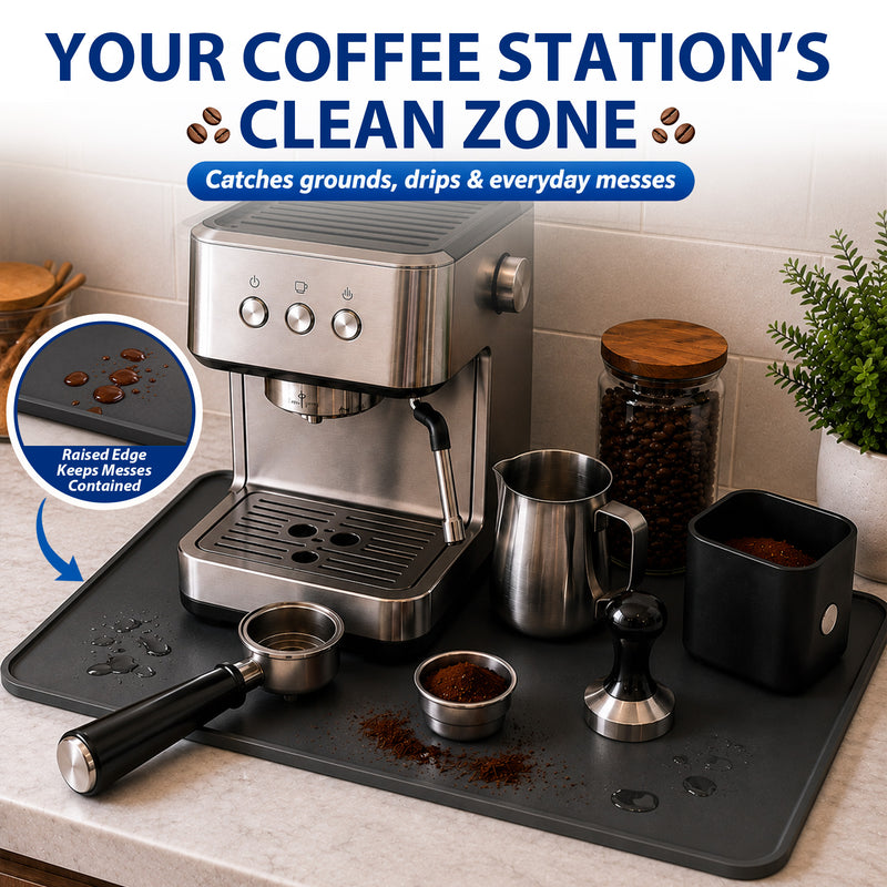 Le Kitchen Silicone Countertop Mat, Waterproof Drying Surface, Raised Edge