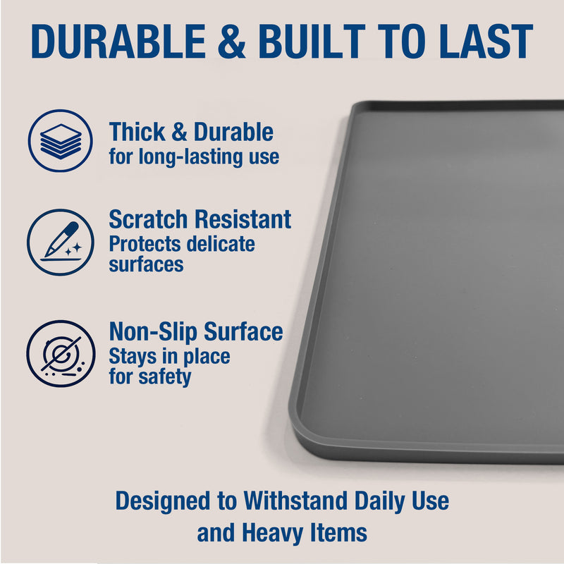 Le Kitchen Silicone Countertop Mat, Waterproof Drying Surface, Raised Edge