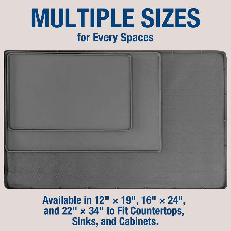 Le Kitchen Silicone Countertop Mat, Waterproof Drying Surface, Raised Edge