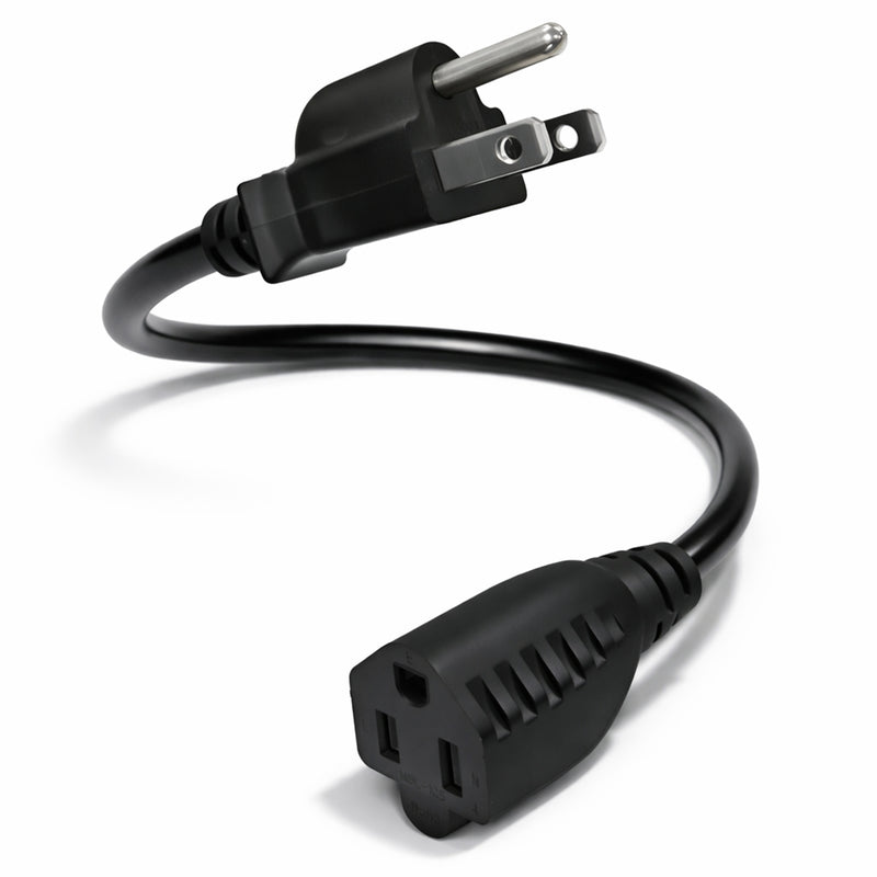 Heavy-Duty Extension Cord 14in – 3-Prong Short Power Outlet Saver, UL Listed 16 AWG