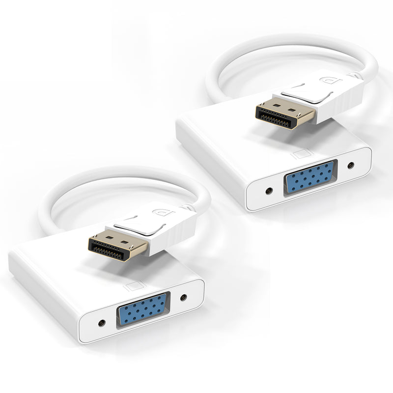 Cyberguys DisplayPort (DP) to VGA Cable Adapter – 1080P DP Male to VGA Female Converter for Monitor Projector HDTV – Gold-Plated, Secure-Latch Display Port Connector – 1/2/5 Pack for Laptop PC Desktop