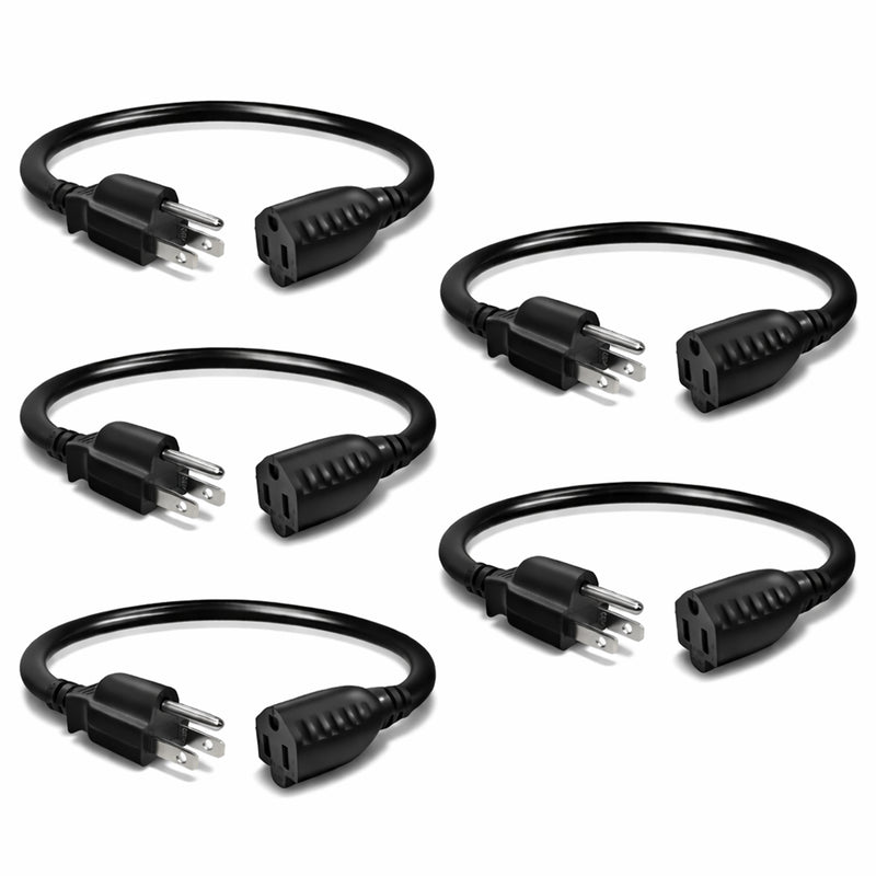 Heavy-Duty Extension Cord 14in – 3-Prong Short Power Outlet Saver, UL Listed 16 AWG