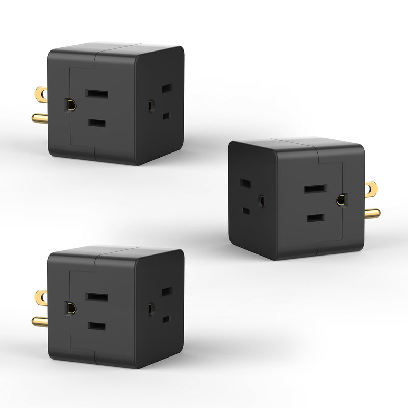 3-Outlet Wall Tap Extender – 3 Pack Grounded Multi Plug Adapter, UL Listed