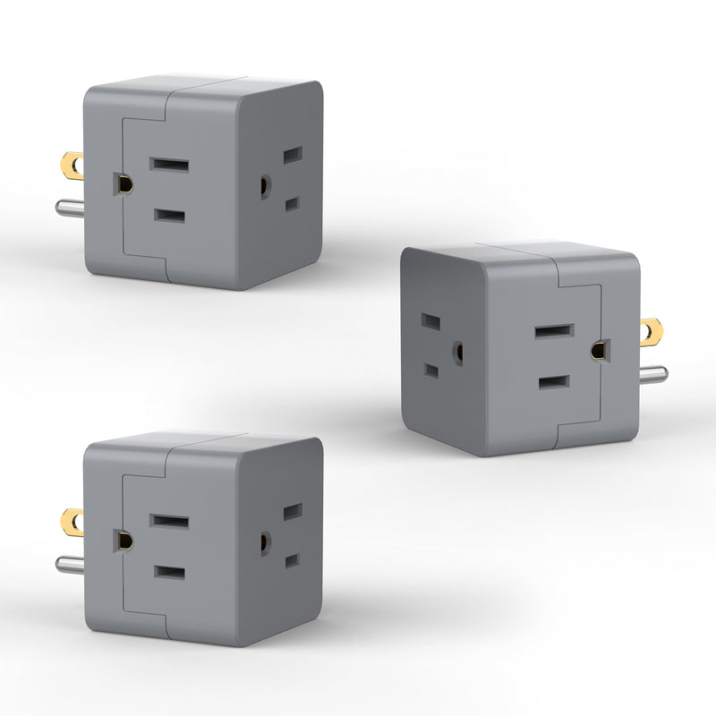 3-Outlet Wall Tap Extender – 3 Pack Grounded Multi Plug Adapter, UL Listed