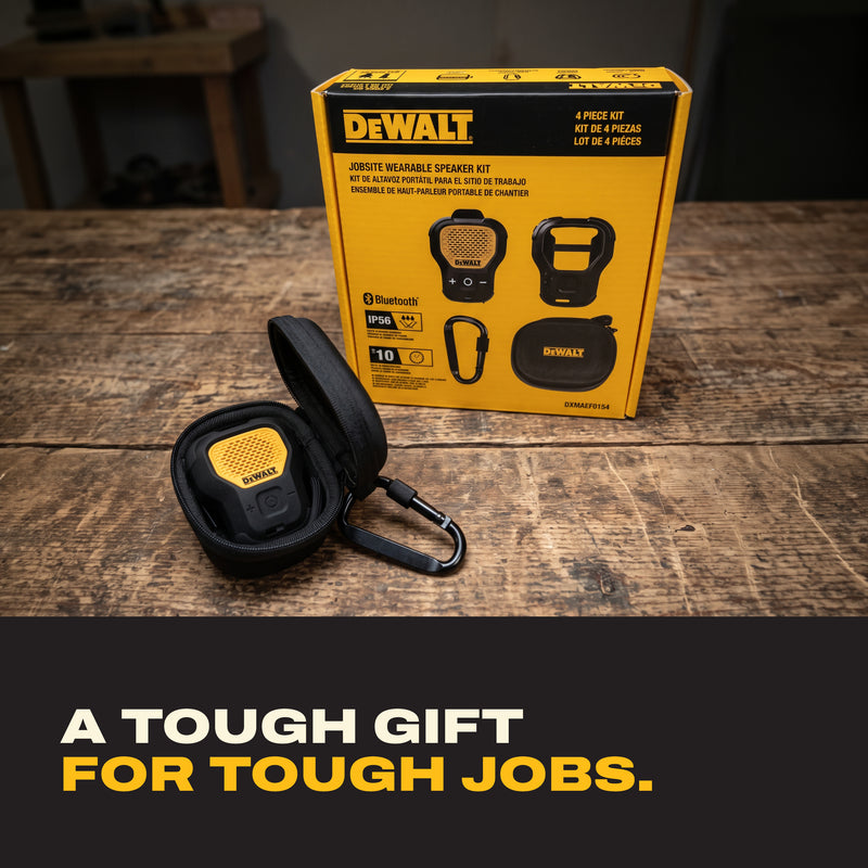 DEWALT Wearable Speaker Gift Bundle with Case, Silicone Sleeve and Carabiner