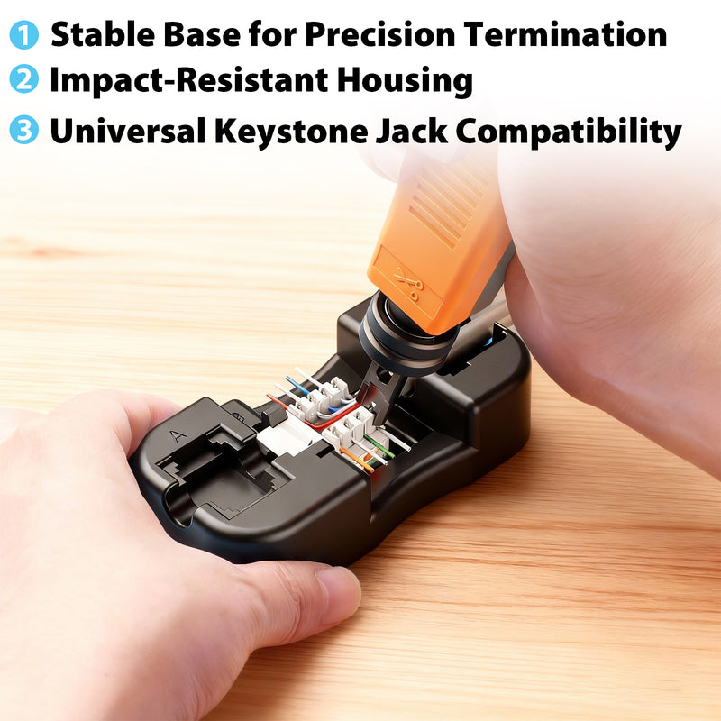 Heavy-Duty Keystone Jack Punch-Down Tool Stand for RJ45 & RJ11 Terminations