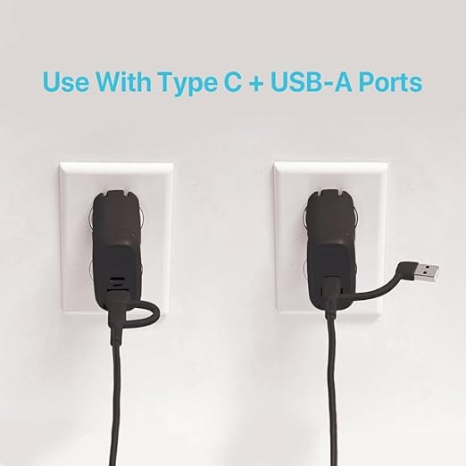 BLACK+DECKER 2-in-1 USB-C Charging Cable – Braided Fast Charger w/USB-A Adapter