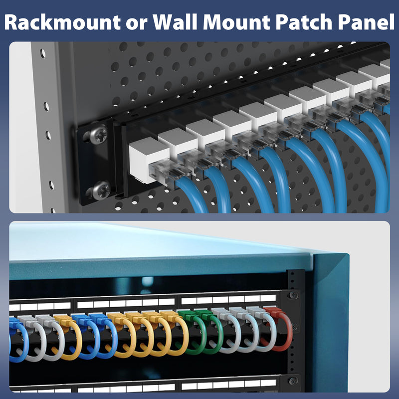 Cyberguys CAT6 24-Port Keystone Patch Panel 1U, Rackmount or Wall Mount