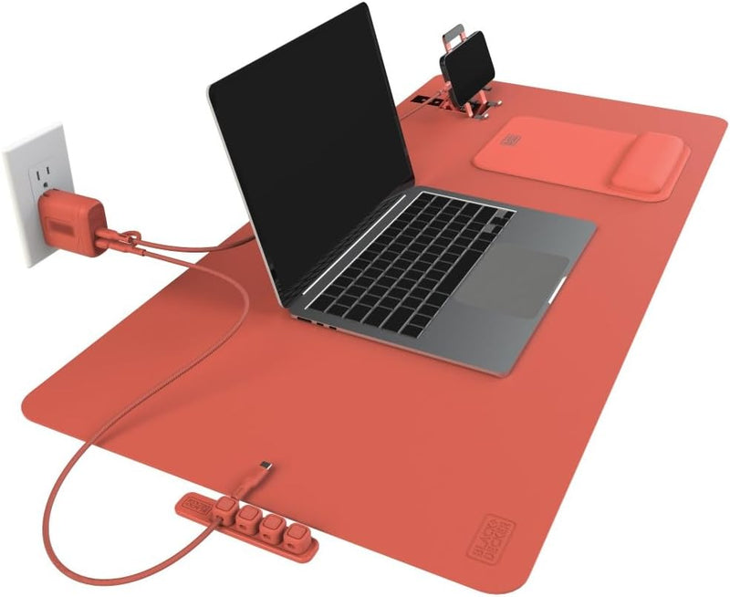 BLACK+DECKER Home Office Kit – 7-Piece Desk Set – Desk Mat & 38W PD Charger