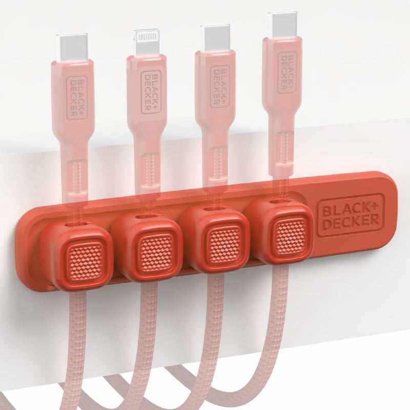 BLACK+DECKER Magnetic Cable Organizer – 4-Pack Adhesive Cord Clips for Cable Management