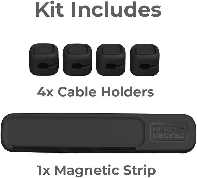 BLACK+DECKER Magnetic Cable Organizer – 4-Pack Adhesive Cord Clips for Cable Management
