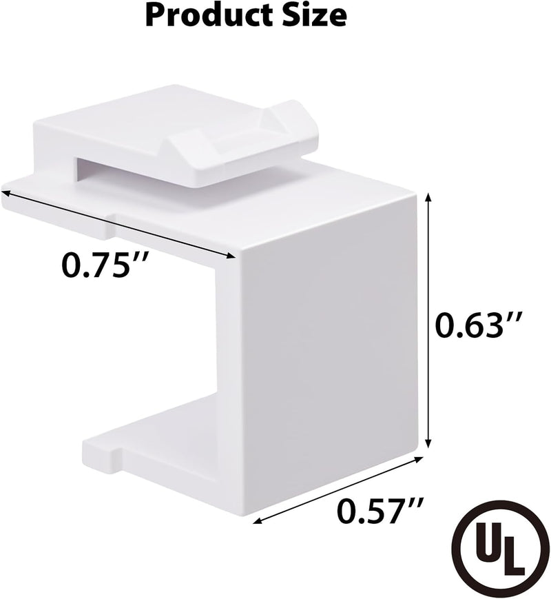 Cyberguys Blank Keystone Jack Inserts, White – 20-Pack