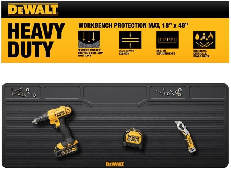 DEWALT Protective Workbench Mat 18x48 in, Heavy Duty Silicone Grip Surface