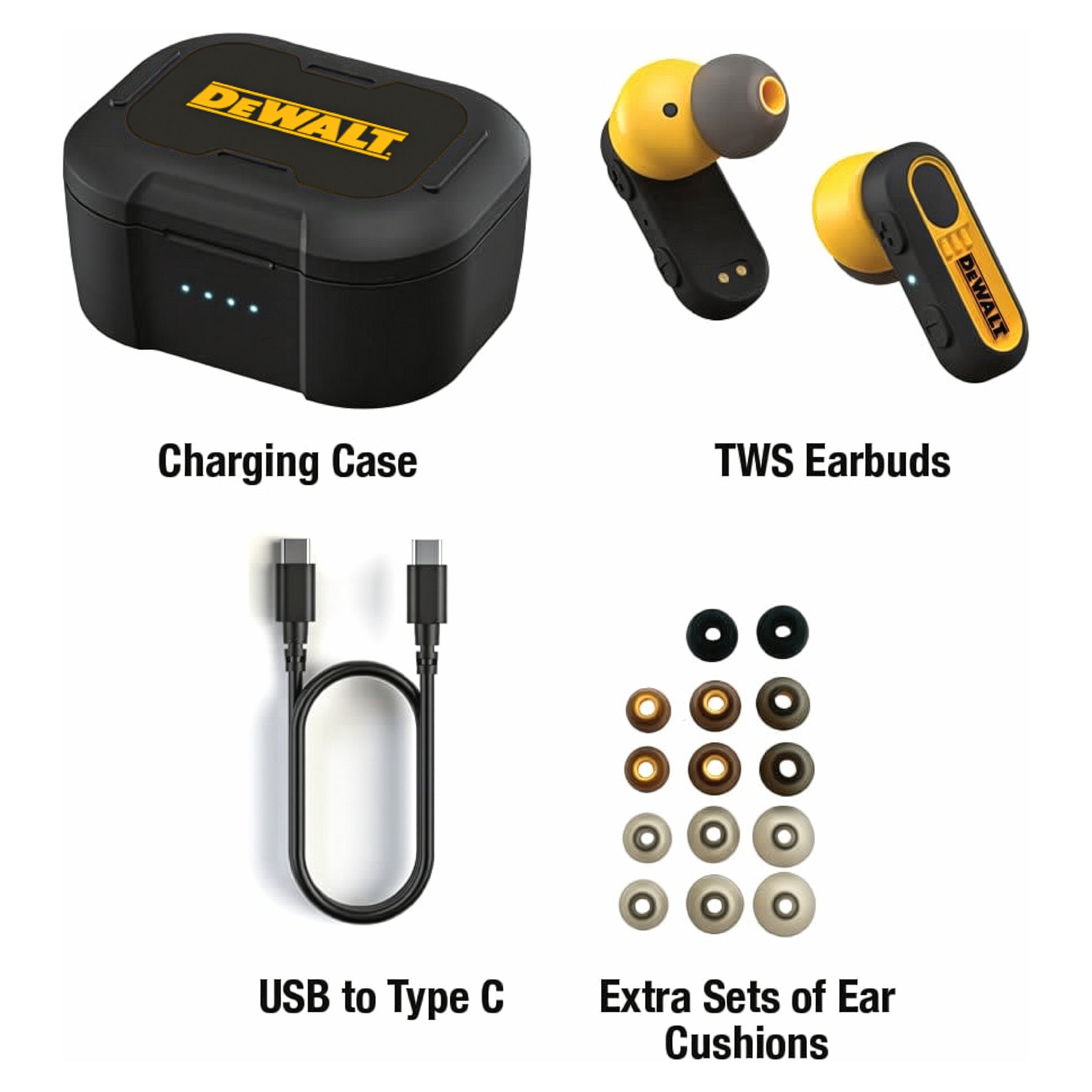DEWALT Heavy Duty True Wireless Earbuds – Black Edition - Thumbnail 3