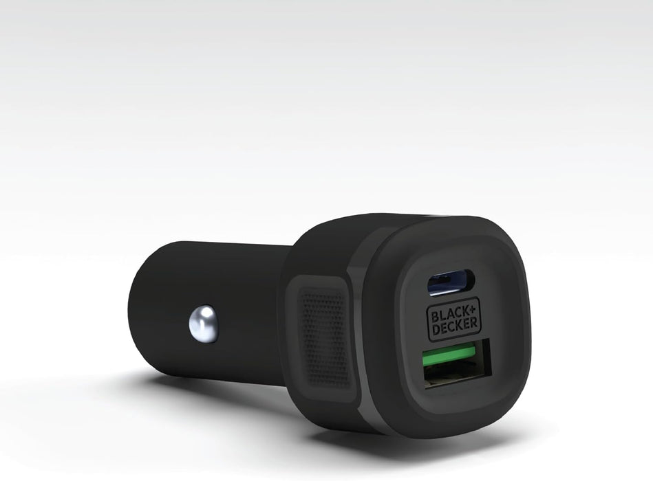 BLACK+DECKER USB C Car Charger, Compact 38W 2-Port, LED Indicator Type C Charger with Power Delivery/Quick Charge, Compatible with iPhone 16 15 14 13 12 Series, Pixel 3 2 XL, iPad Pro, More